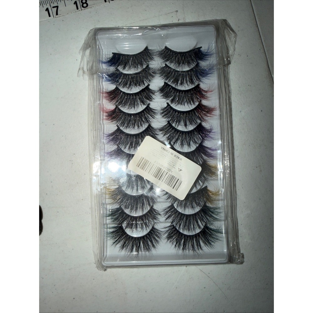 7 Pair Multi Color Faux Mink Eyelashes 3D Wispy Dramatic Volume Eyelash Set